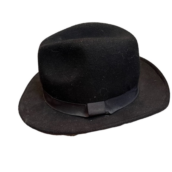 ♥️FEDORA H&M Women's Black Hat OS Rancher Western Cowgirl Felt Like Poly Panama - Picture 1 of 11